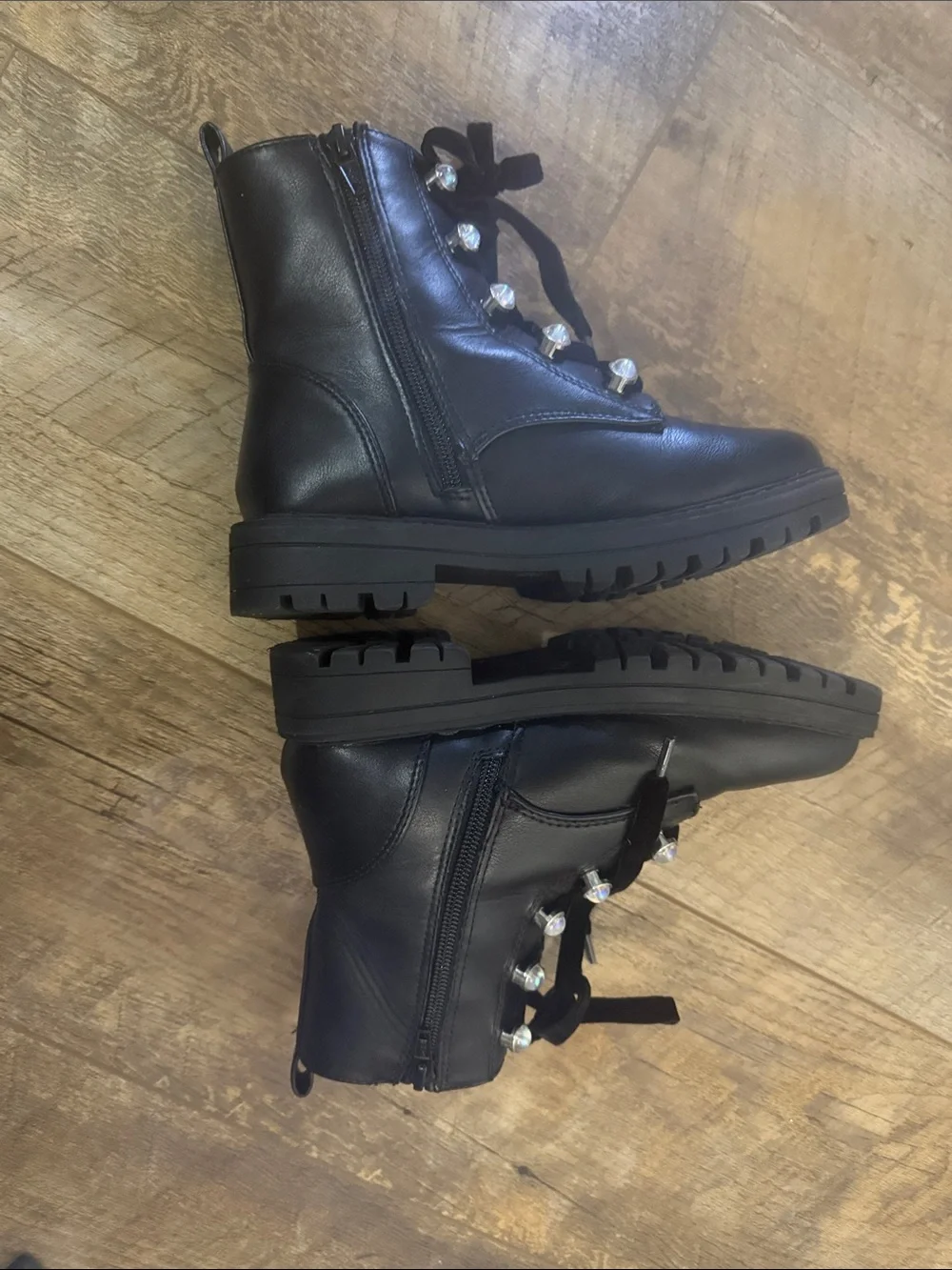 Art Class Black Embellished Lace-Up Ankle Boots Girls Size 2